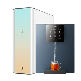 美的星河管线机家用壁挂式ro净水器冷热一体餐边柜华凌套装新款