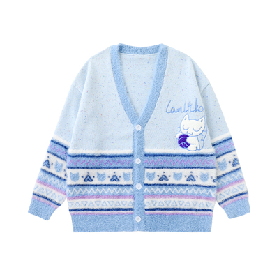 LAMLICKA民族风提花开衫针织衫