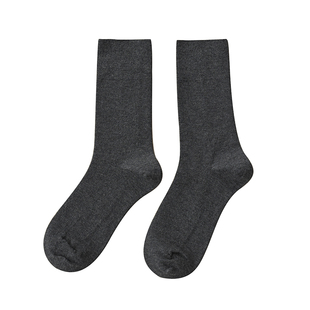 女士袜子 秋冬中筒含46羊毛袜 加厚保暖纯色袜 女袜子有弹力