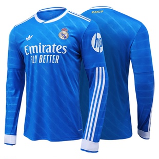 Adidas阿迪达斯皇马25/26第二客场球迷版足球服长袖球衣JW4054