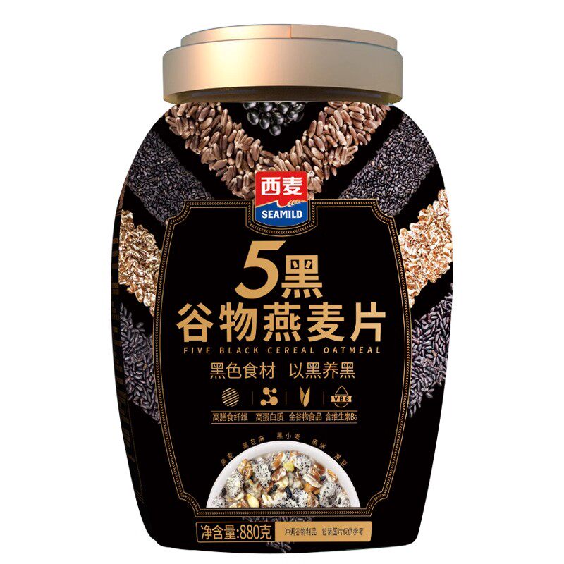 西麦五黑粗粮无蔗糖即食燕麦片