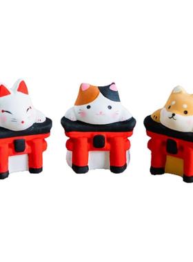 日本京都龙虎作可爱陶瓷福签鸟居小动物猫咪柴犬车载桌面日式摆件