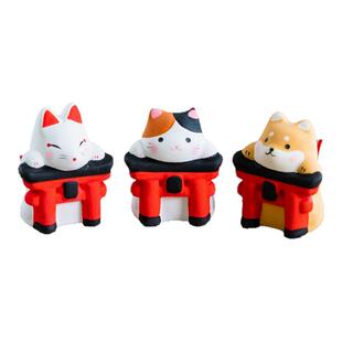 日本京都龙虎作可爱陶瓷福签鸟居小动物猫咪柴犬车载桌面日式摆件