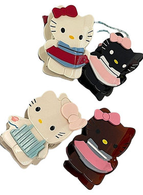 高定~kitty哈喽头发抓夹发夹hellokitty夹子鲨鱼夹醋酸发卡发饰kt
