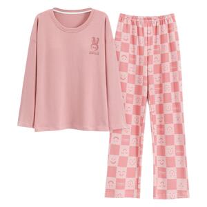 浪莎睡衣女春秋款纯棉2025年新款长袖圆领秋冬季可外穿家居服套装