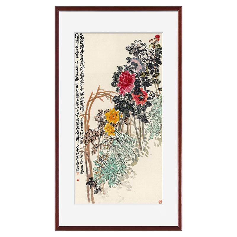 风色花卉水墨国画中式玄关装饰画