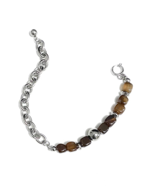 新中式茶咖色天然石钛钢手链