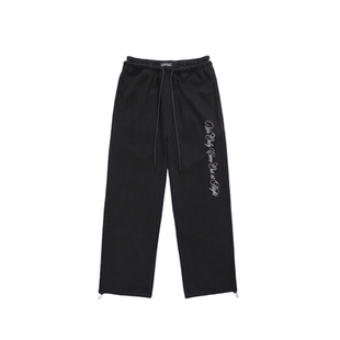 韩潮Badblood刺绣运动卫裤蕾丝边辣妹拉绳束腰宽松阔腿裤休闲裤女