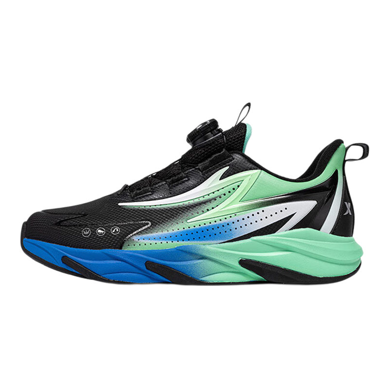 特步男中大童跑鞋防滑耐磨纽扣