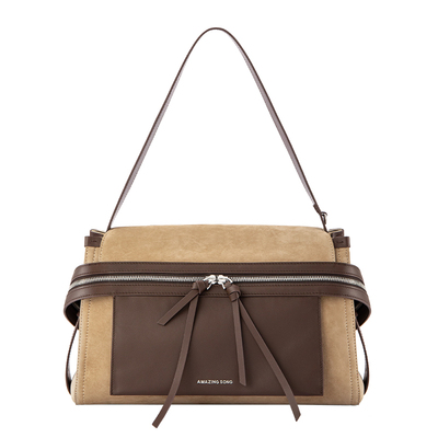 Amazing Song乙颂芝士卷公文包大号头层磨砂牛皮单肩斜挎包新款女
