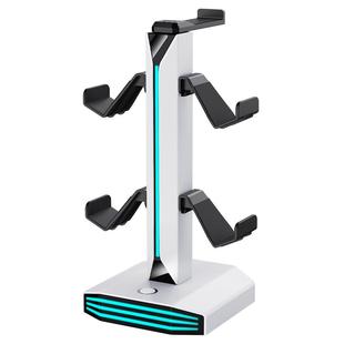 乐恩LEEN耳机手柄支架二合一RGB灯效带USB拓展适用PS5/XBOX/Switch游戏手柄收纳支架头戴耳机挂架耳机支架