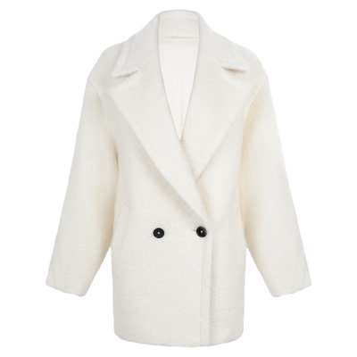 LYNEE【黑标 泰迪】马海毛羊毛混纺白色短款廓形大衣短款泰迪外套