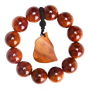 太行崖柏木玉化糖心料手串陈化红油透光20佛珠高油密香味浓郁饰品