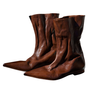 Le' Murmure 意大利原胚重工水洗马皮 褶皱套筒超A 时髦时装靴 女