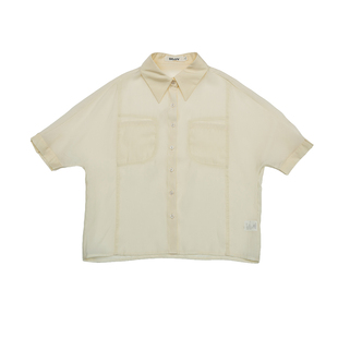 oo&vv天丝衬衫女2025夏新款排扣七分袖宽松舒适薄款日常通勤上衣