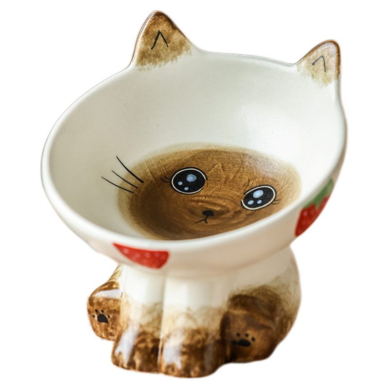 猫碗陶瓷高脚保护颈椎防打翻大口径碗斜口猫粮碗狗碗猫食盆宠物碗