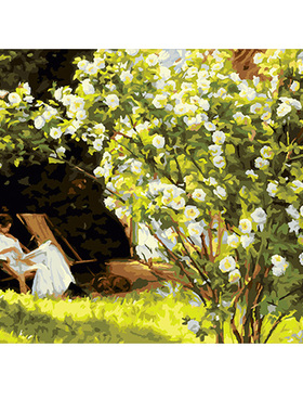 数字油画diy油彩名画白玫瑰花园