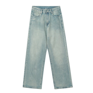 NECOYEP 2025美式复古直筒牛仔裤男女潮流设计感ins百搭休闲长裤