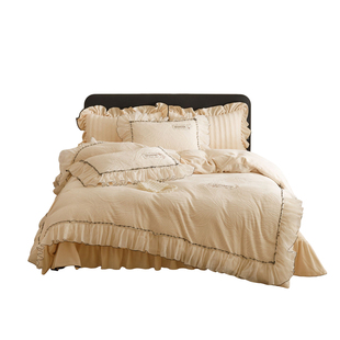 法式床盖款雕花牛奶绒四件套保暖蕾丝被套加绒加厚公主风床品冬季