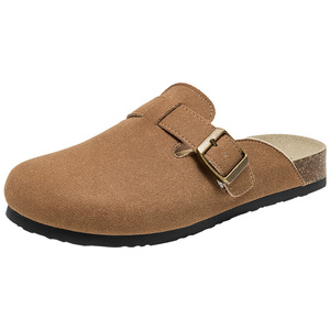 大东女鞋勃肯鞋2026春季新款复古绒面包头平底女拖鞋圆头半拖鞋