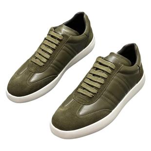 高端品质真皮休闲运动男鞋麂皮绒和小牛皮拼接做工精细时尚前卫