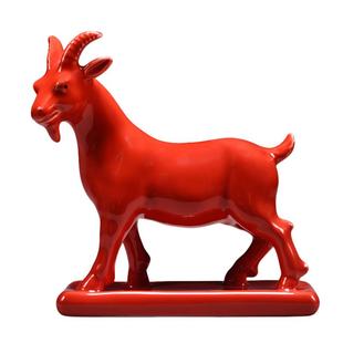 红色陶瓷羊摆件十二生肖山羊吉祥物补角化解家居客厅装饰工艺礼品