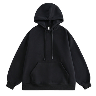 阿于呆秋冬460g重磅纯色连帽简约卫衣男宽松休闲情侣内搭外套女潮