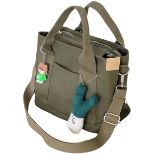 日系千层软妹小包包女韩版复古简约百搭纯色帆布包少女手提斜挎包