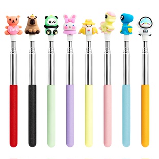 新款可伸缩指读棒幼儿园家用教学教具儿童阅读读书手指棒多功能加长黑板教棍笔点读神器不锈钢钢琴教棍教杆