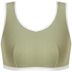 月色大码睡眠内衣无钢圈纯棉美背防外扩防下垂背心式大胸文胸晚上