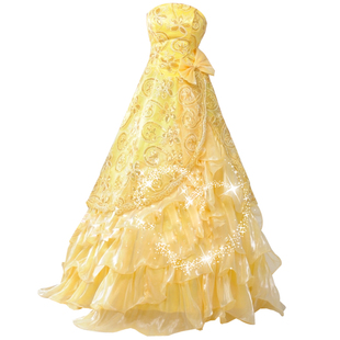 蓬蓬抹胸裙彩色婚纱晚礼服独唱大摆裙演出服装长款坠地时尚敬酒服