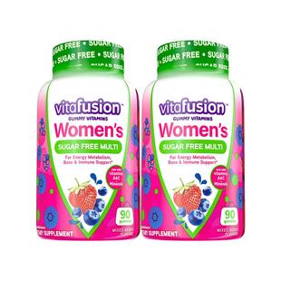 vitafusion进口成人补铁软糖+无糖女士复合维生素气血组合进口