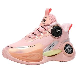 贵人鸟女童鞋加绒大棉跑步鞋2025冬季新款旋钮扣时尚女大童运动鞋