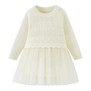 迷你巴拉巴拉女童宝宝网纱连衣裙儿童甜美针织公主裙2026春季新款