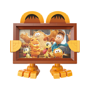 费米积木加菲猫正版授权拼图相框摆台小颗粒拼装玩具桌面摆件礼物