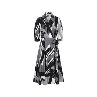 【黑白剪影】MARYLING玛俪琳春夏新品西装领印花连衣裙A1EBW64560