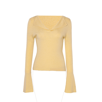 DPLAY翻领喇叭袖针织小衫