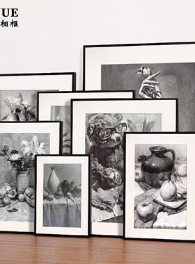 黑色铝合金素描画框装裱a4A3相框空框定制8k开绘画作品外框架挂墙