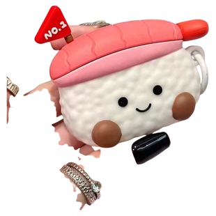 创意寿司饭团可爱表情airpods pro2耳机壳3代保护套蓝牙AirPods1/2代适用苹果硅胶软壳防摔小众华强北洛达5代