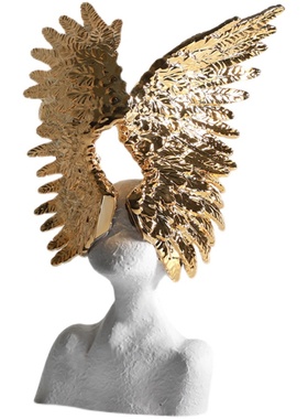 轻奢风天使翅膀树脂书房人物雕塑