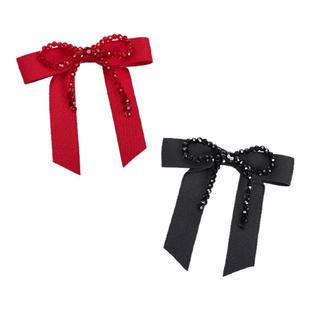 DAINEI岱妮璀璨星语发夹新年圣诞红色女鸭嘴夹飘带扎马尾边夹发饰