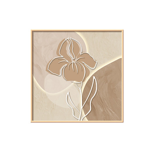 抽象线条餐厅装饰画2025新款原木风方形组合画饭厅背景墙艺术挂画