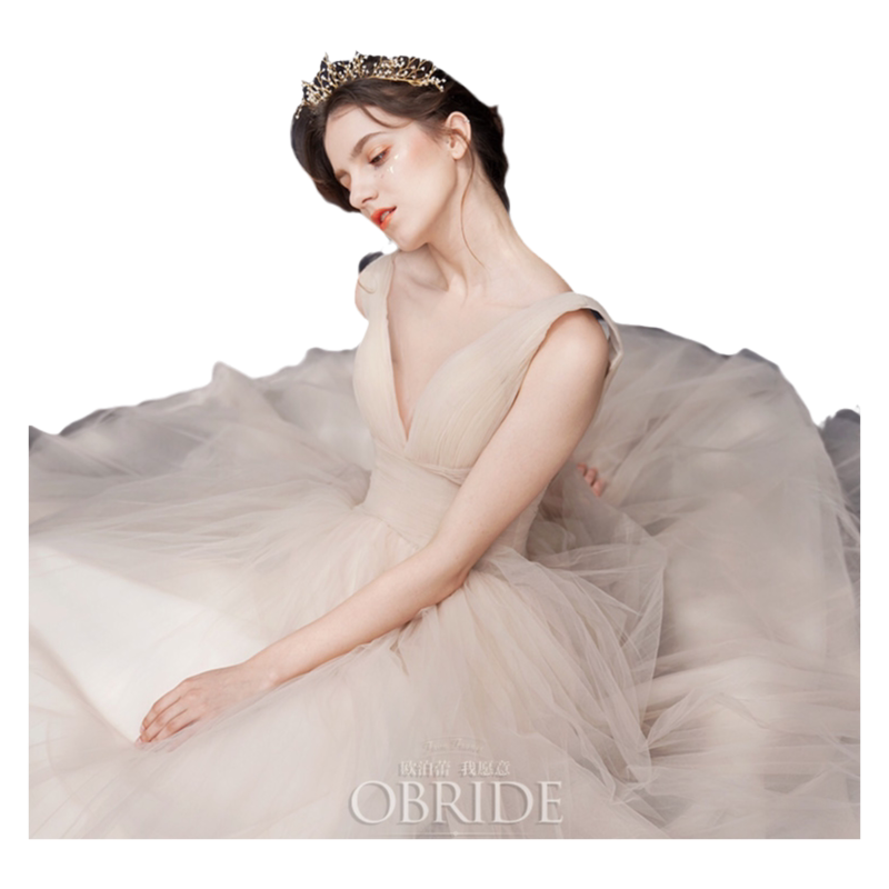 Obride[莲舟]量身定制法式轻婚纱新娘出门纱简约高级感轻奢主纱