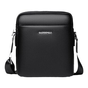 塞恩保罗牛皮单肩包男士包包竖款男包商务休闲韩版真皮斜挎包背包