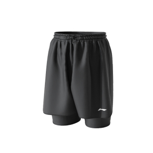 李宁游泳裤男士双层防尴尬短裤沙滩裤男款成人泳裤泳帽泳镜三件套