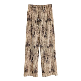 金智妮jennie同款垂感阔腿裤女宽松慵懒风褶皱松紧腰直筒休闲裤子