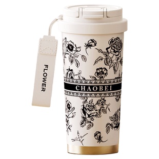 霸王茶姬杯子新款限定周边保温吸管双饮咖啡杯大容量青花陶瓷水杯