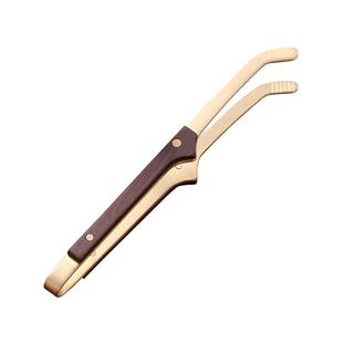 黄铜实木茶夹子套装茶勺茶匙高档茶杯镊子洗杯夹茶夹茶道茶具配件