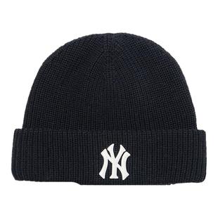 MLB官方 男女情侣纯色简约大logo含羊毛保暖毛线针织帽冬季BNBM2