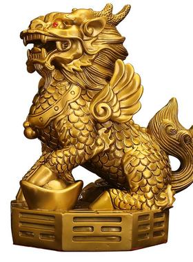 铜臻祥纯铜八卦中式客厅麒麟摆件